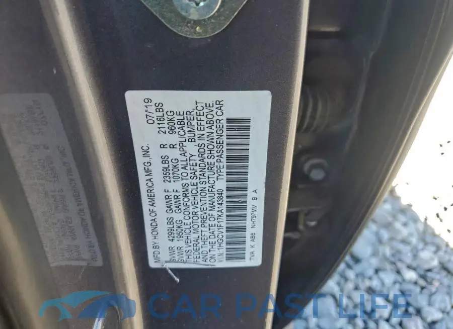 1HGCV1F17KA143840# 13