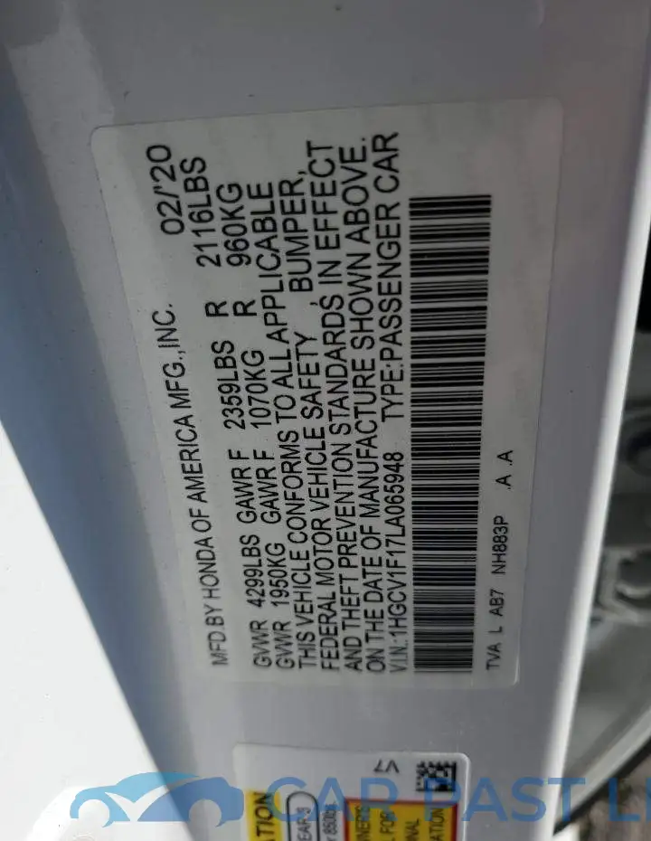 1HGCV1F17LA065948# 12