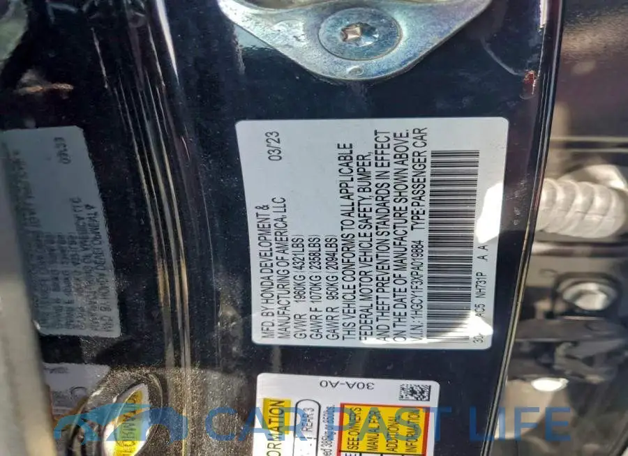 1HGCY1F3XPA019884# 12