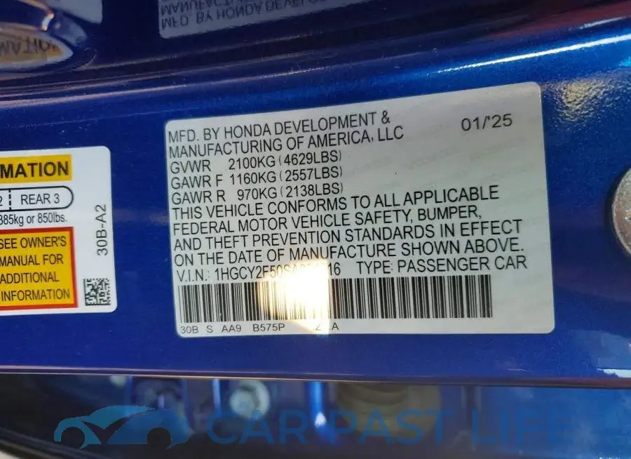 1HGCY2F50SA024916# 12