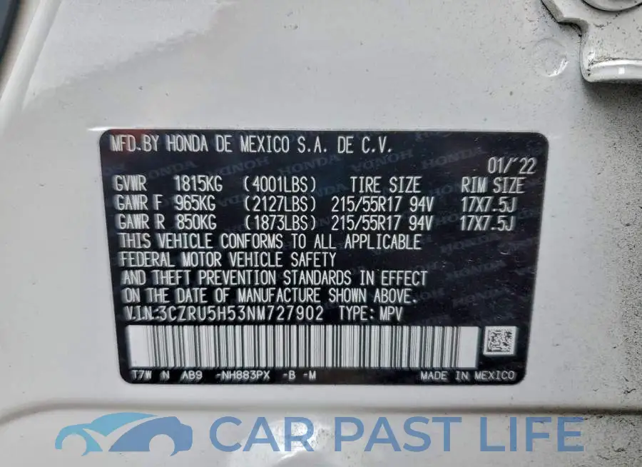 3CZRU5H53NM727902# 13