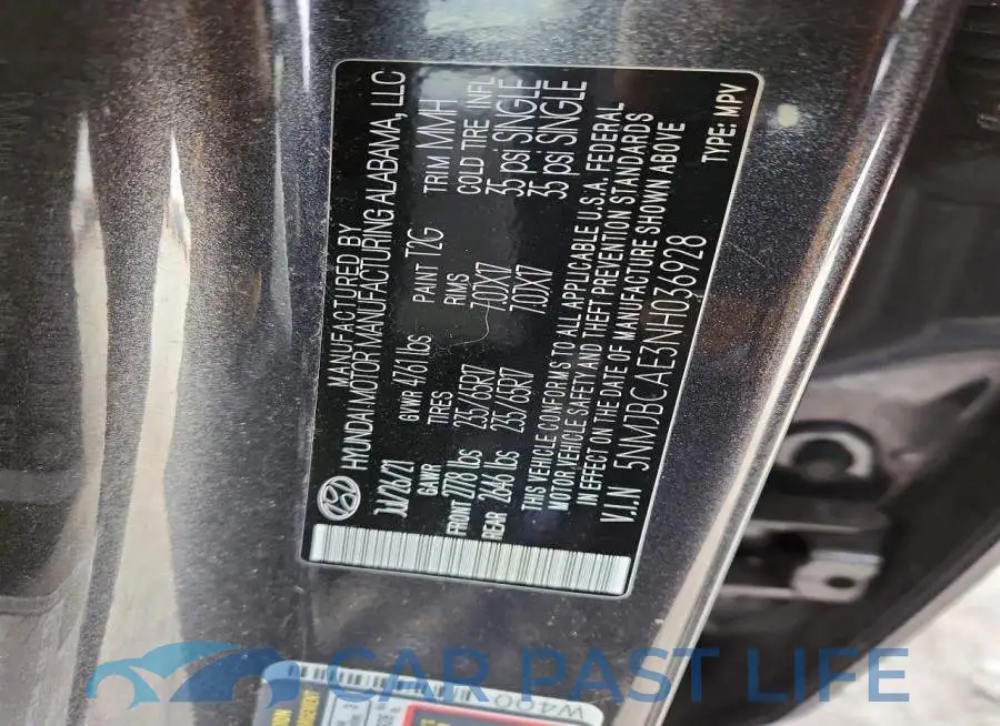 5NMJBCAE3NH036928# 13
