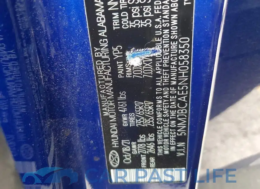 5NMJBCAE5NH058350# 14