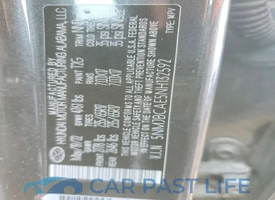 5NMJBCAE5NH132592# 13