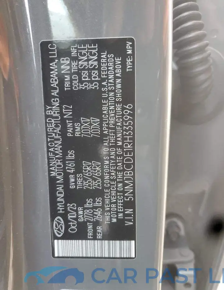 5NMJBCDE1RH335996# 12