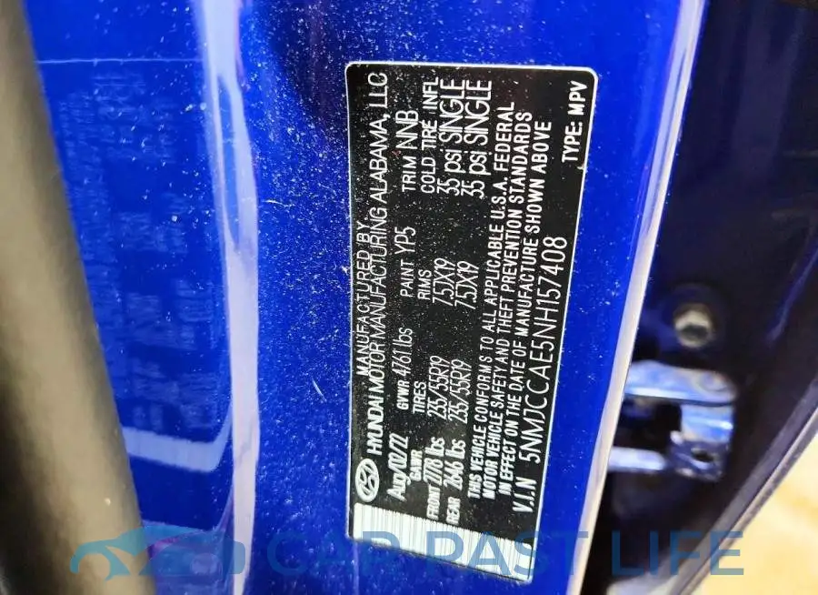 5NMJCCAE5NH157408# 13