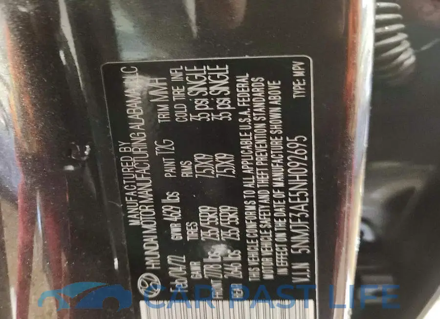 5NMJF3AE5NH092695# 13