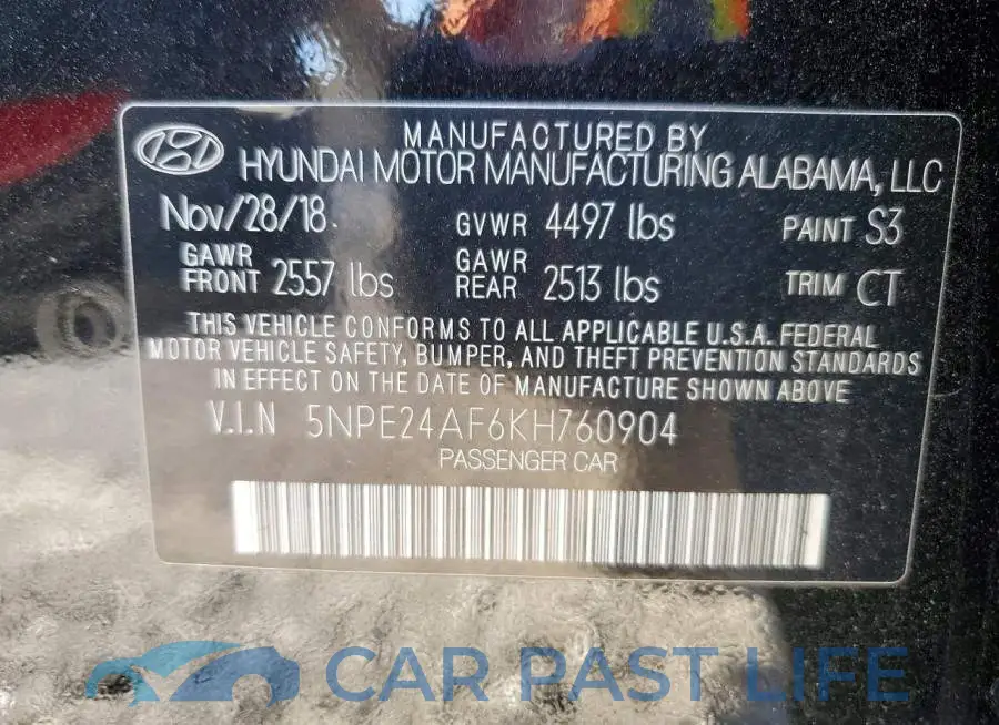 5NPE24AF6KH760904# 12