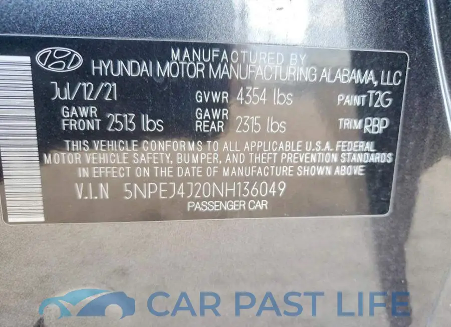 5NPEJ4J20NH136049# 12