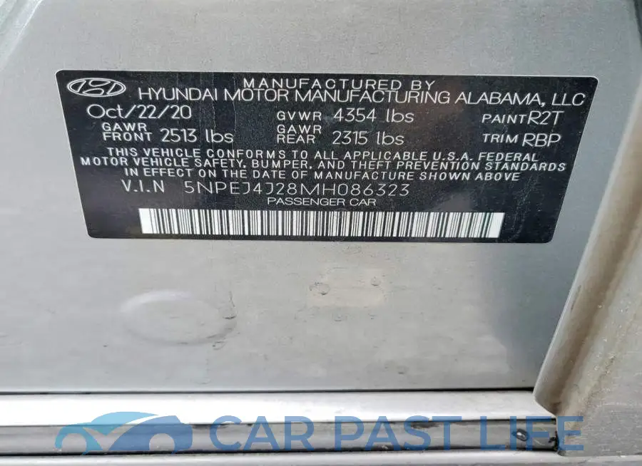 5NPEJ4J28MH086323# 12
