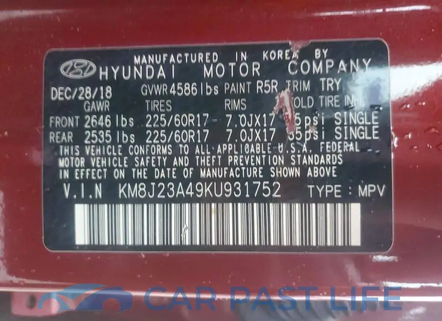 KM8J23A49KU931752# 13
