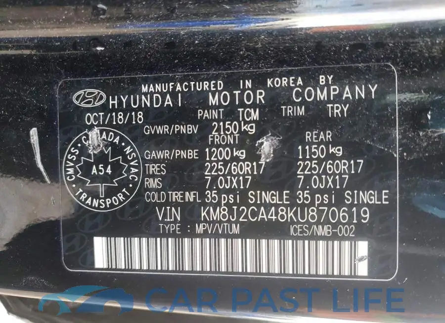 KM8J2CA48KU870619# 13