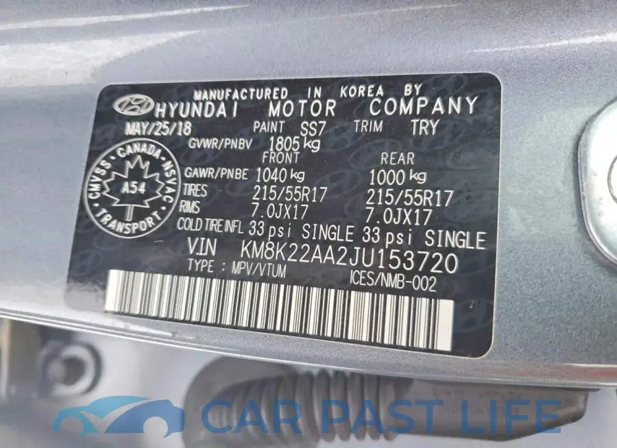 KM8K22AA2JU153720# 12