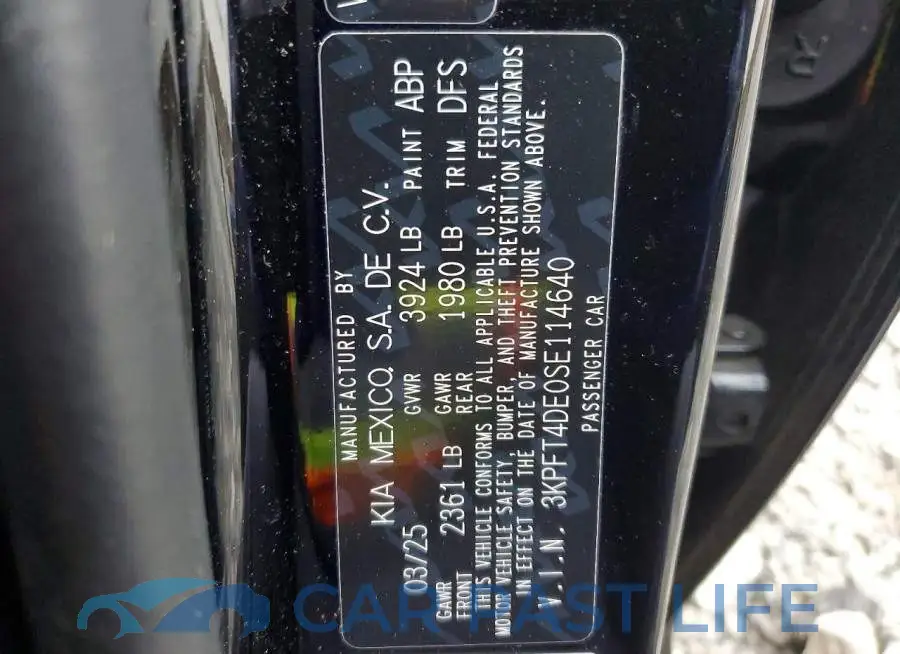3KPFT4DE0SE114640# 12