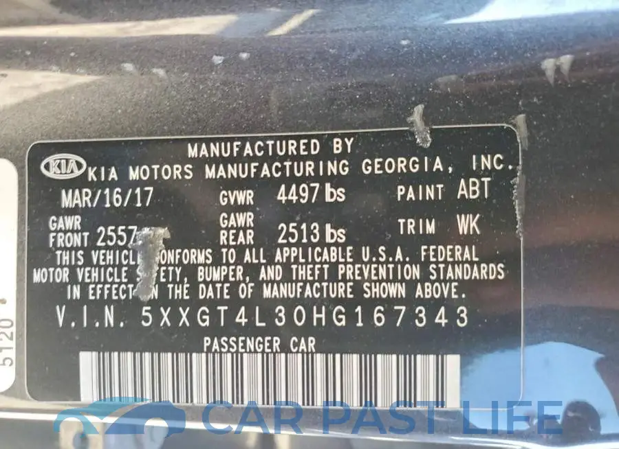 5XXGT4L30HG167343# 12