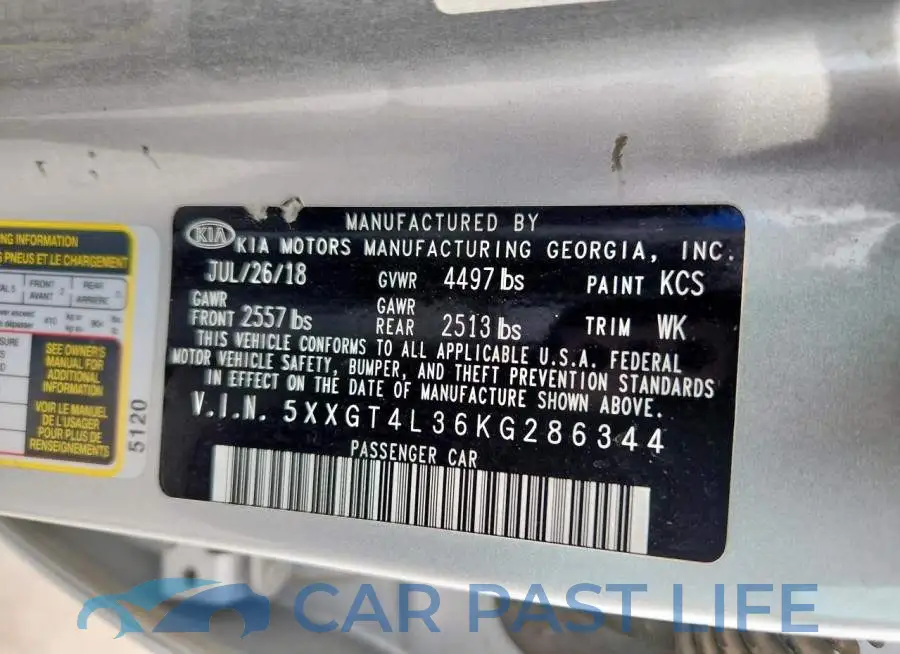 5XXGT4L36KG286344# 12