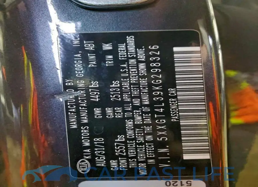5XXGT4L39KG298326# 13