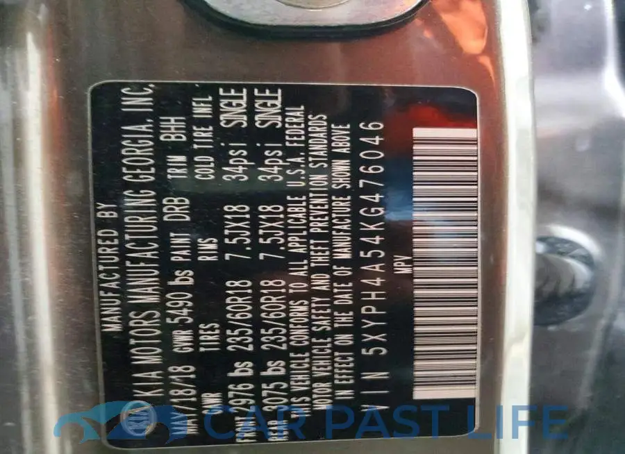 5XYPH4A54KG476046# 12