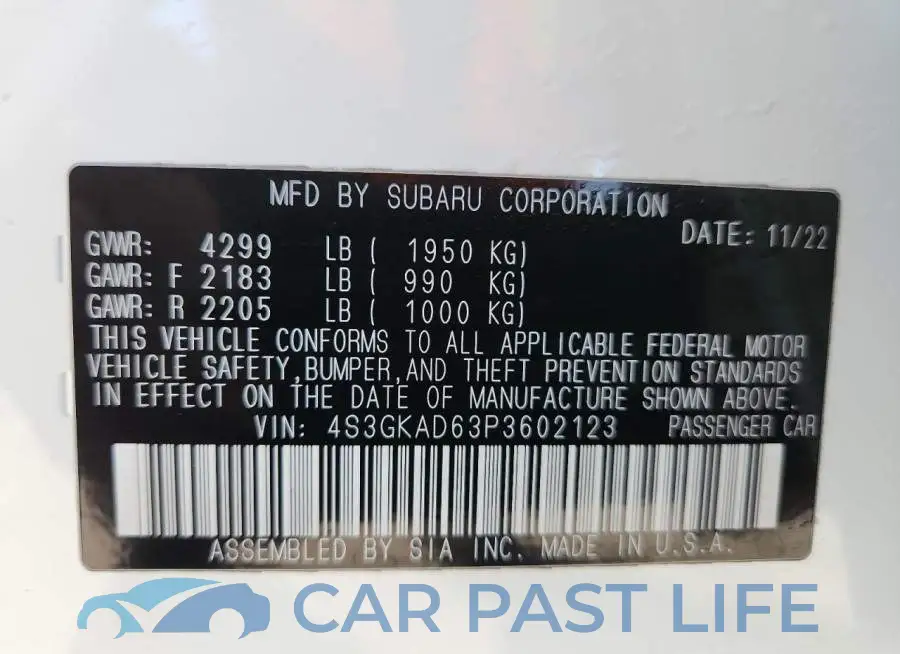 4S3GKAD63P3602123# 13