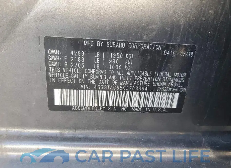 4S3GTAC65K3703364# 12