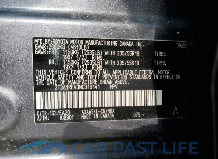 2T3A1RFV3NC310141# 13