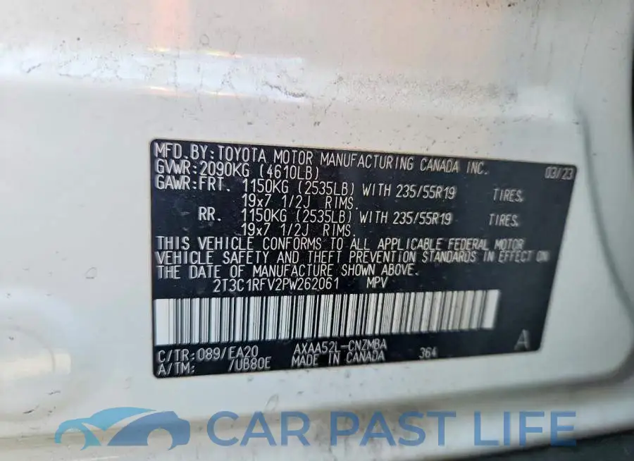 2T3C1RFV2PW262061# 12