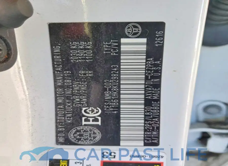 4T1B61HK8KU298243# 12