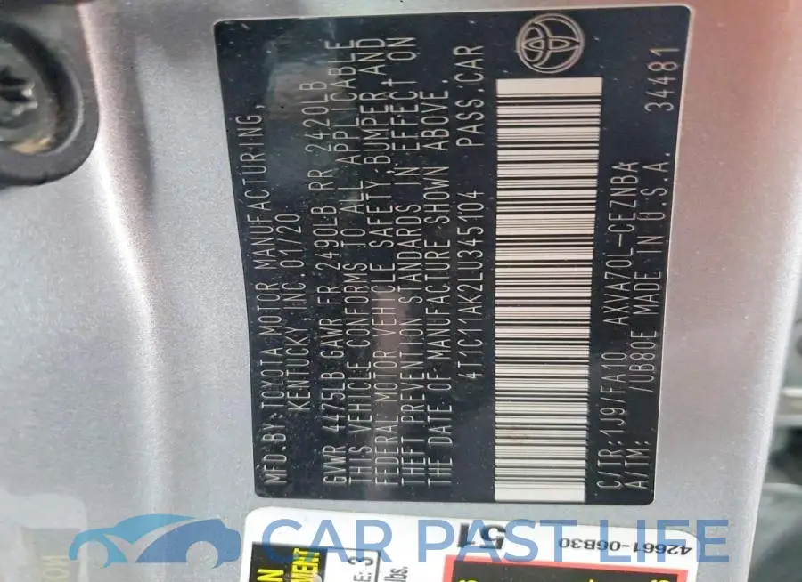 4T1C11AK2LU345104# 12