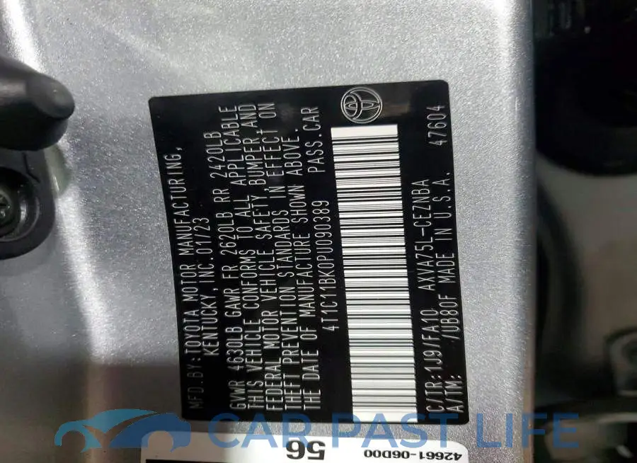 4T1C11BK0PU090389# 12