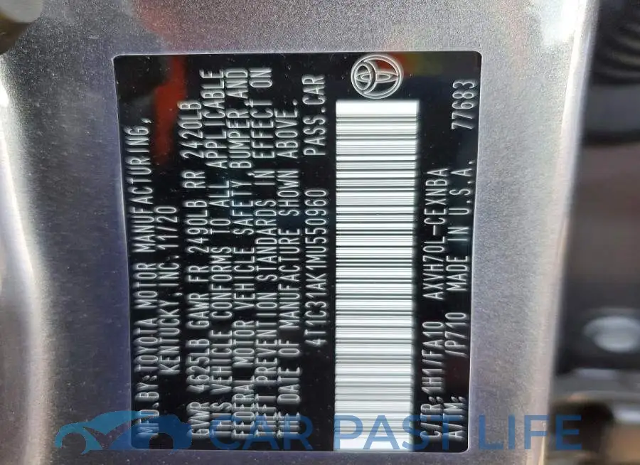 4T1C31AK1MU550960# 12