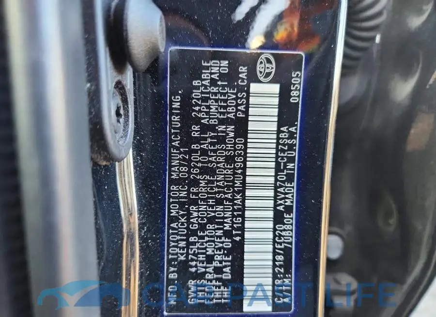 4T1G11AK1MU496390# 12