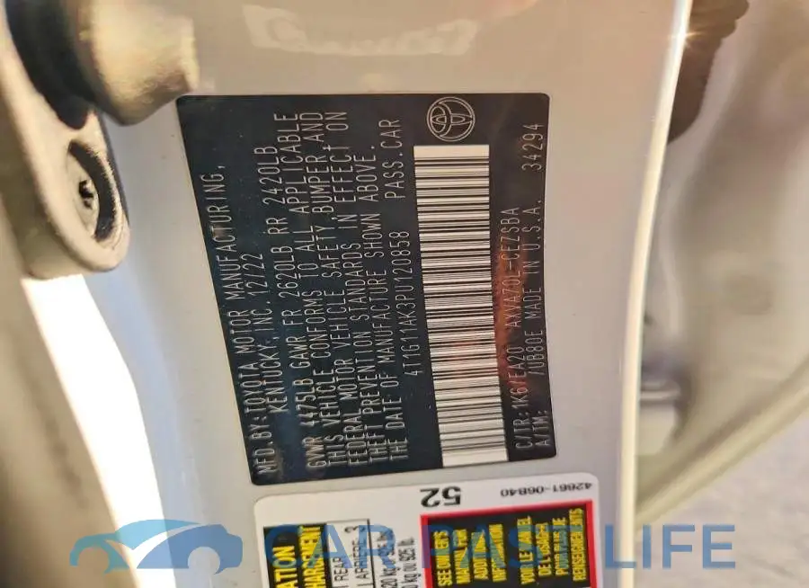 4T1G11AK3PU120858# 12