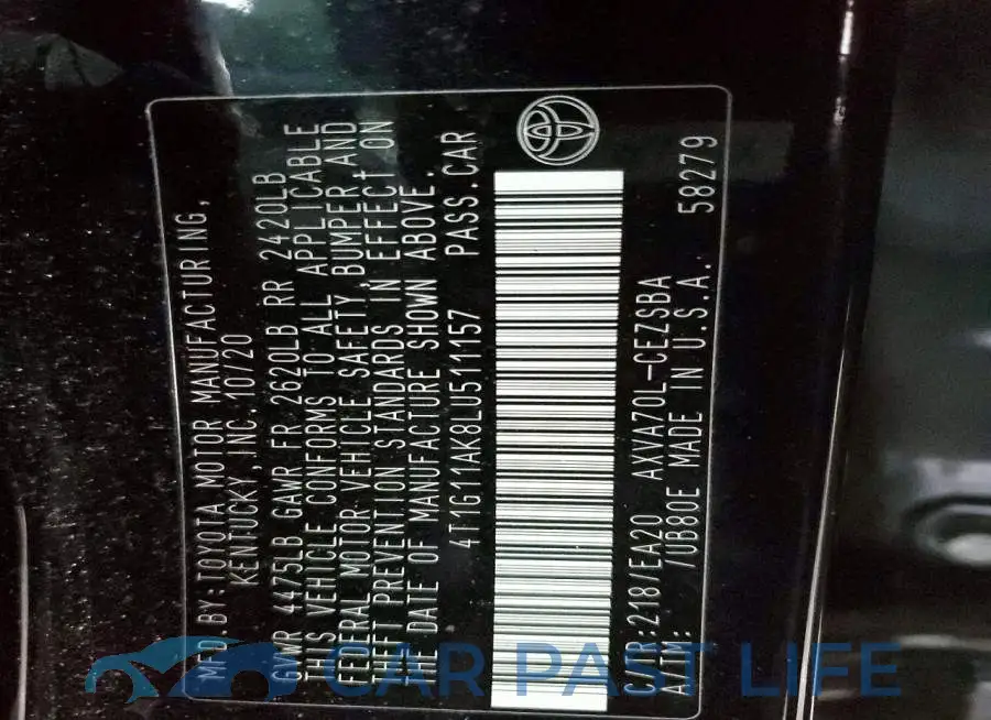 4T1G11AK8LU511157# 12