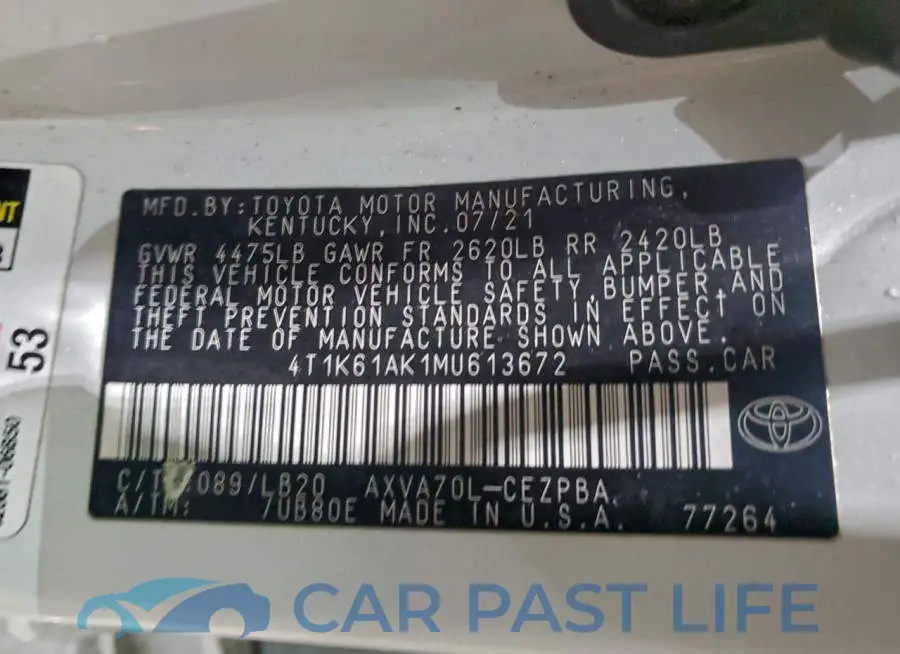 4T1K61AK1MU613672# 12