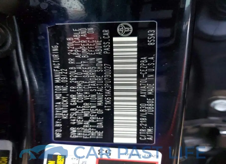 4T1K61AK3PU730027# 12
