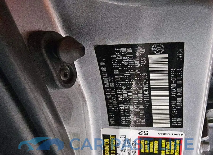 4T1T11AK7PU724329# 12
