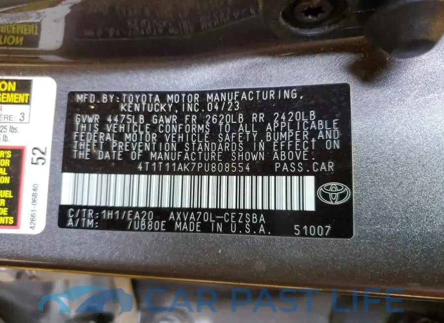 4T1T11AK7PU808554# 12