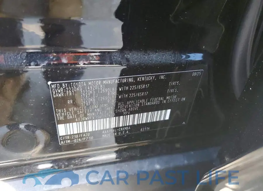 4T3RWRFV1SU197420# 12