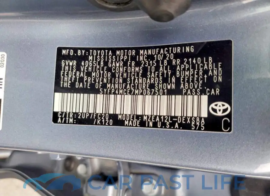 5YFP4MCE7MP067501# 13