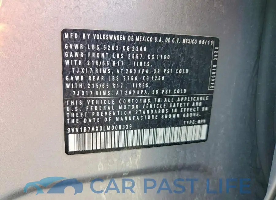 3VV1B7AX3LM008339# 14