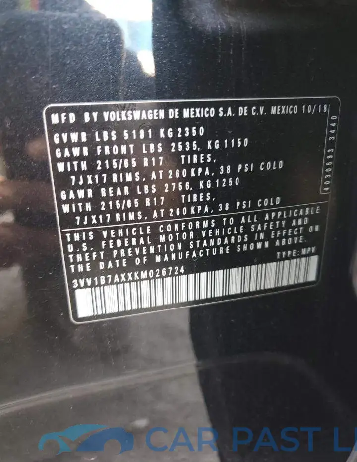 3VV1B7AXXKM026724# 13
