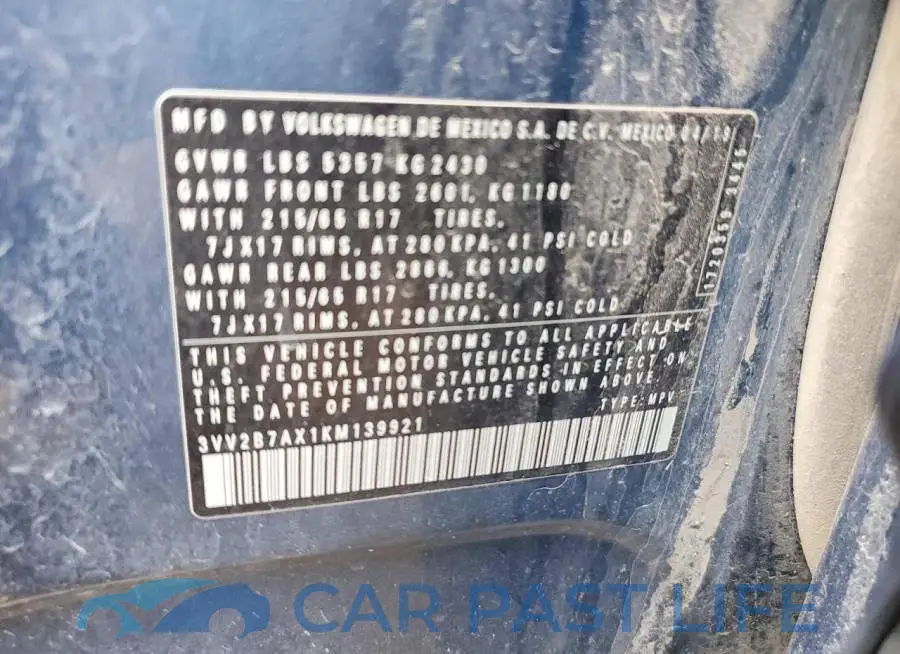 3VV2B7AX1KM139921# 13
