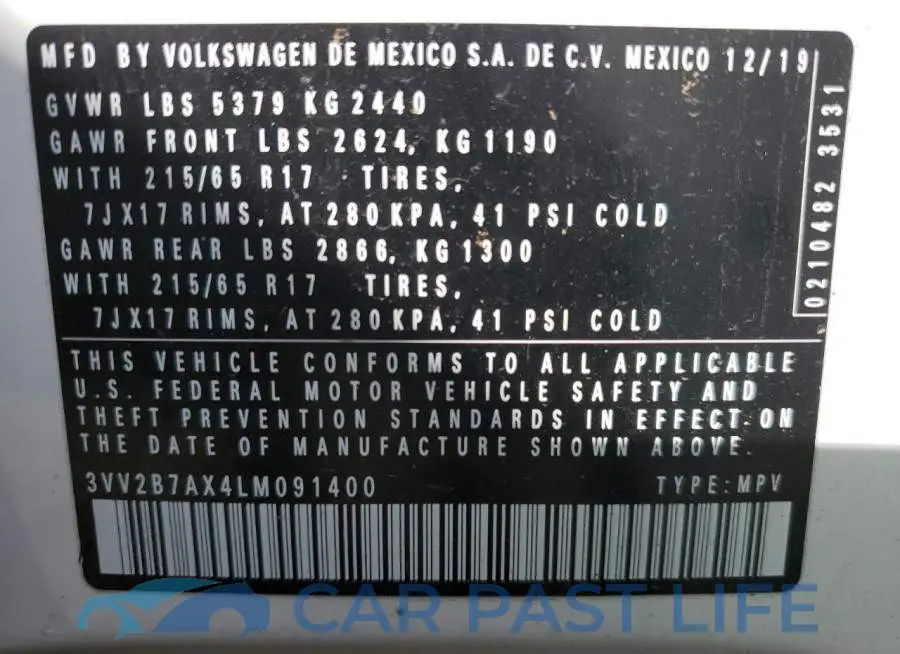 3VV2B7AX4LM091400# 13
