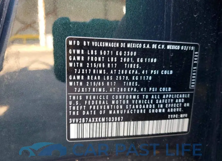 3VV2B7AXXKM103967# 13