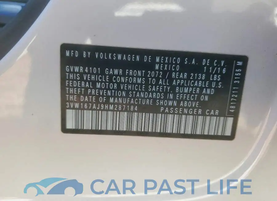 3VW167AJ9HM287184# 12