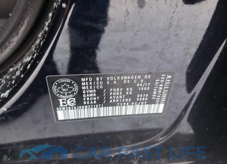3VW2B7AJ0HM371071# 12