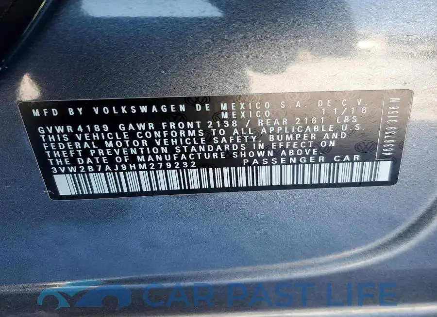 3VW2B7AJ9HM279232# 12