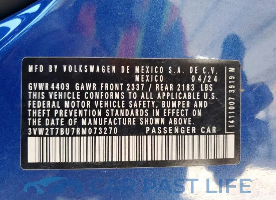 3VW2T7BU7RM073270# 12