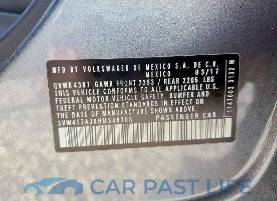 3VW4T7AJXHM348208# 12
