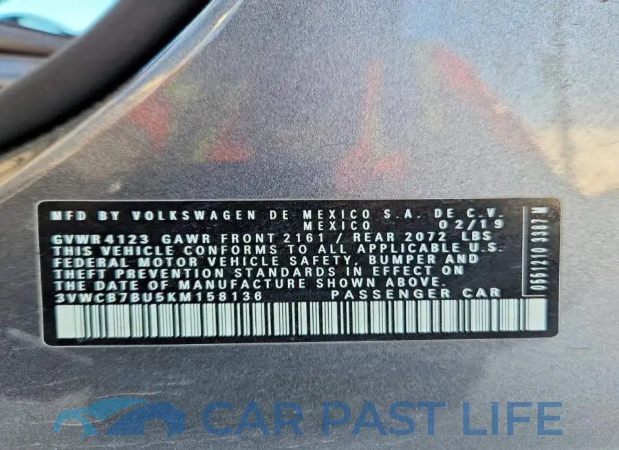 3VWCB7BU5KM158136# 11